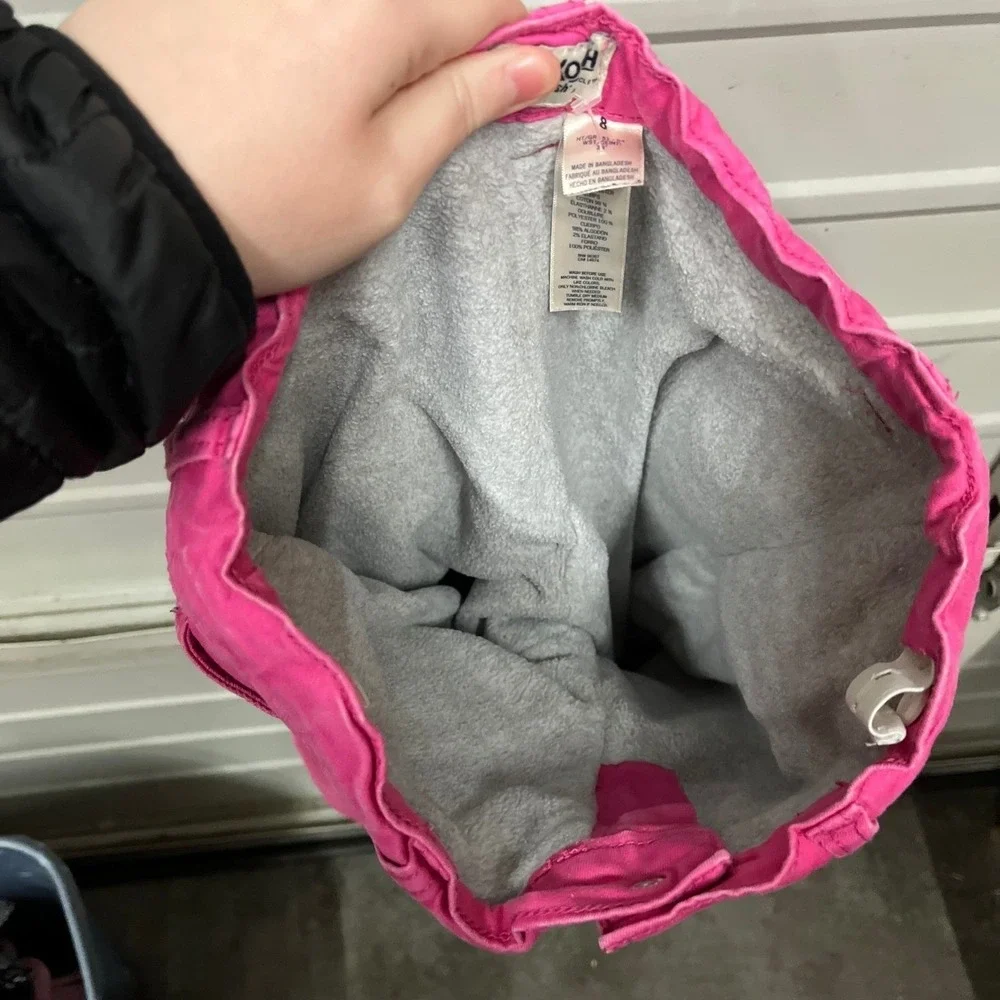 OshKosh Bgosh Girls Pink Fleece Lined Pants Size 8 Warm Winter Trousers